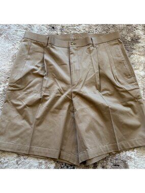 NWT Byron Nelson Men’s Size 36 Khaki Shorts Color Canvas Cotton Pleated Front Go